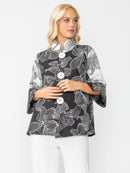 IC Collection Pleated Button Down Stencil Jacket-IC-7011J