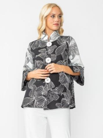 IC Collection Pleated Button Down Stencil Jacket-IC-7011J