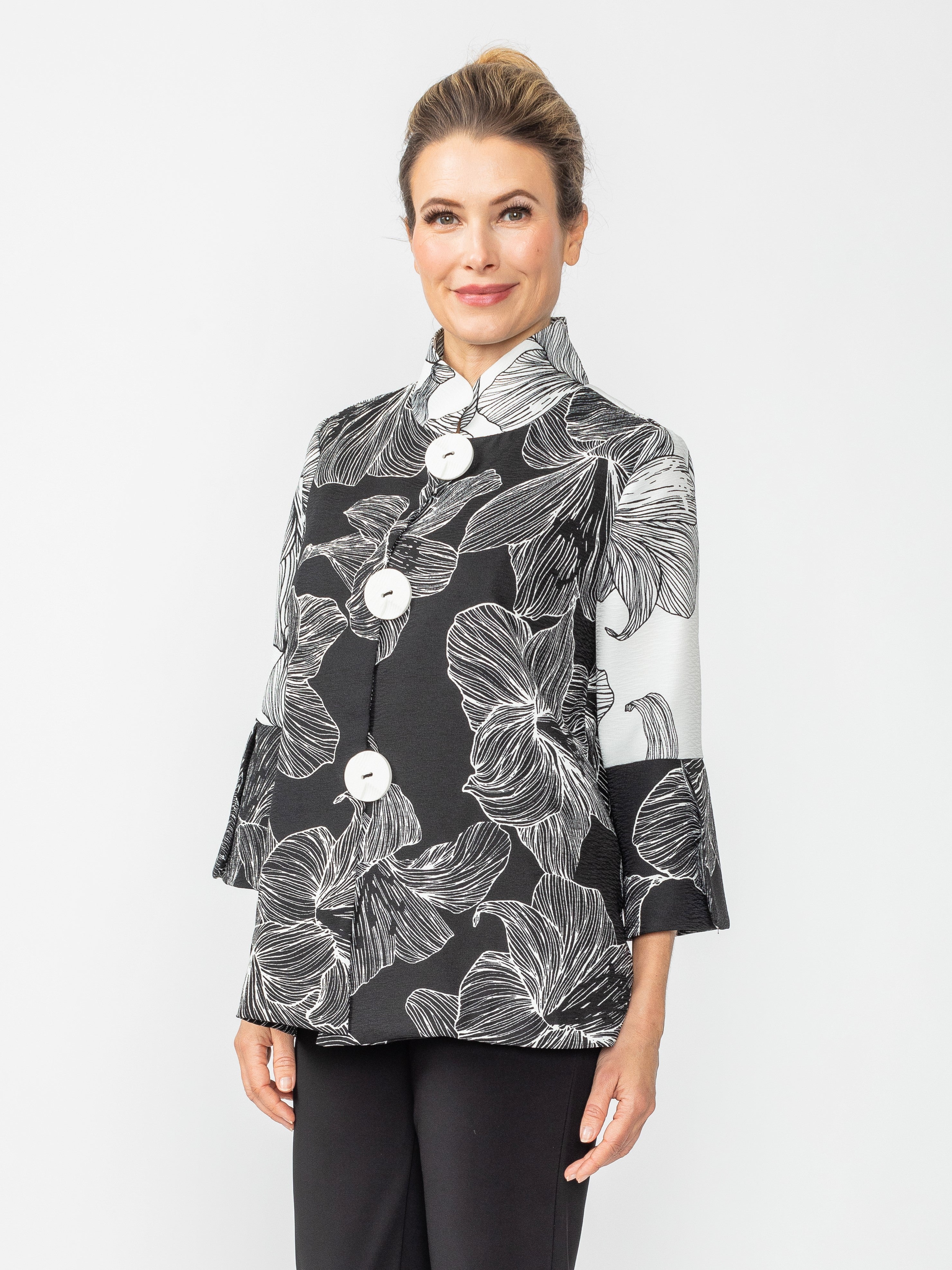 IC Collection Pleated Button Down Stencil Jacket-IC-7011J