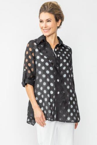 Mesh Polka Dot Blouse-7024B-DUP | Unique Apparel USA