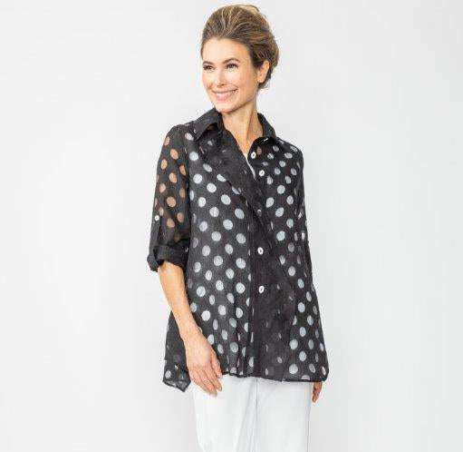 Mesh Polka Dot Blouse- 7024B-dup