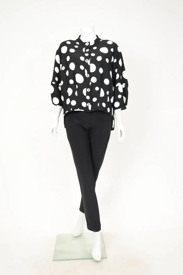 Pleat Hem Kimona Blouse 7027B-BLACK