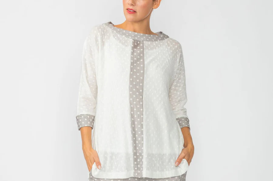 Raglan Sleeve Boat Neck Stand Collar Top-7074T