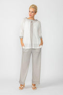 Raglan Sleeve Boat Neck Stand Collar Top-7074T