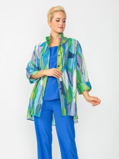 IC Collection Wire Collar Mosaic Jacket-IC-7079J