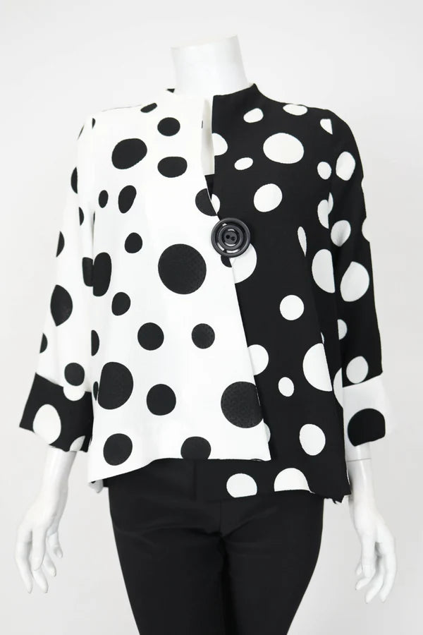 IC Collection Polka Dot Jacket 7093J-WHITE/BLACK