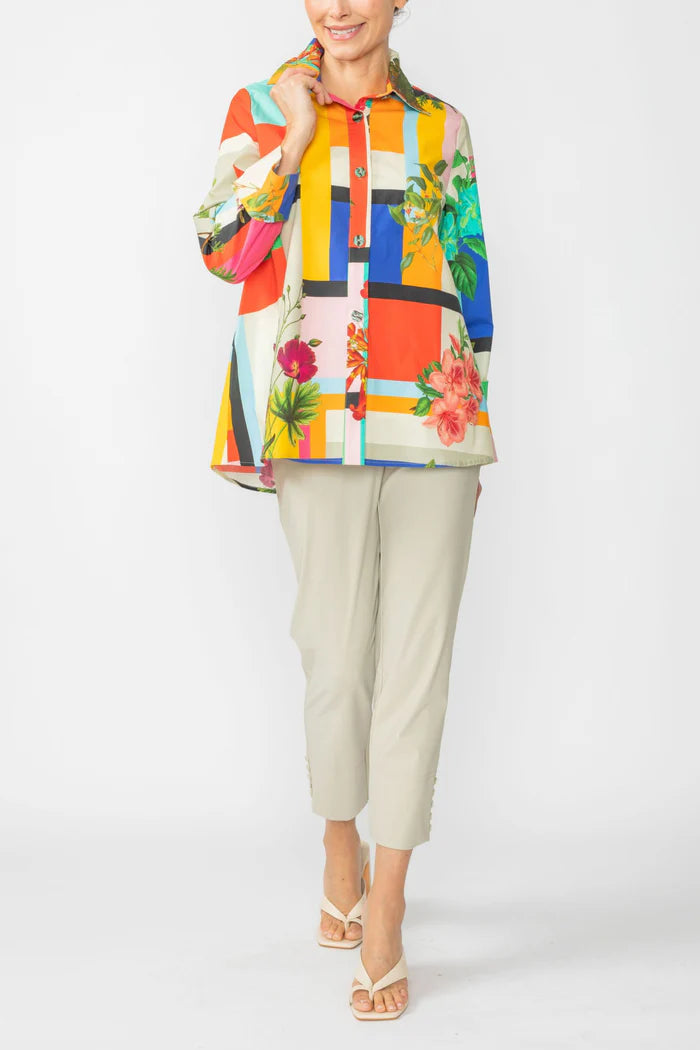 Floral Print Short Collar Jacket -7095J