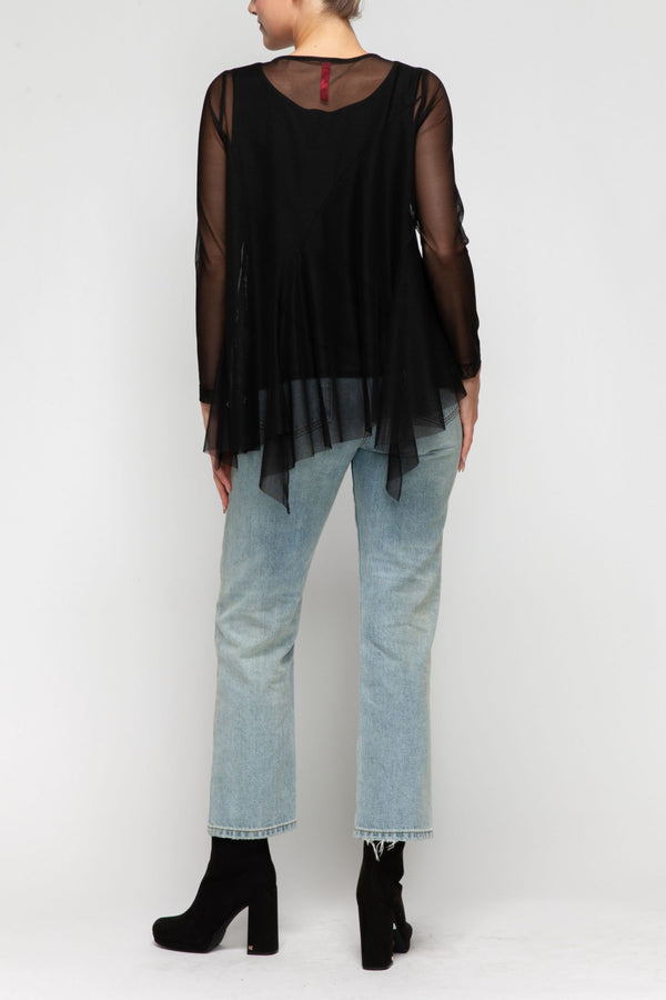 IC Collection  Mesh Detail Asymmetric Hem Top-IC-7105T