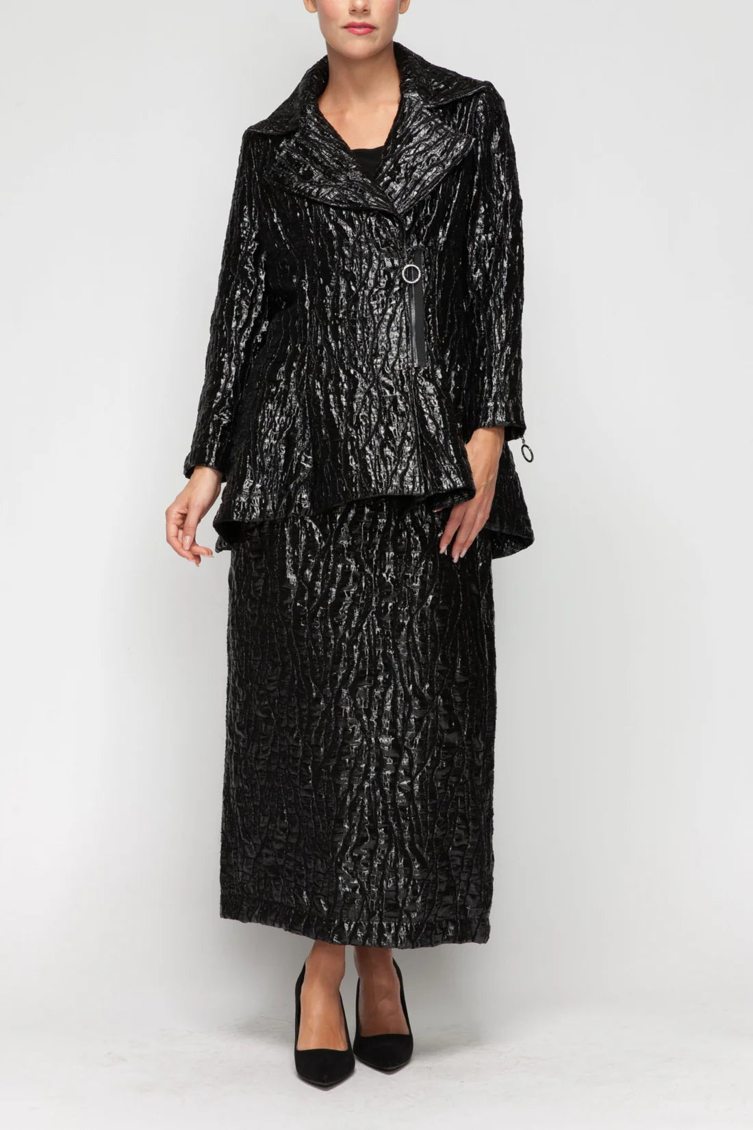 IC Collection Luxe Noir High Low Jacket-7127J