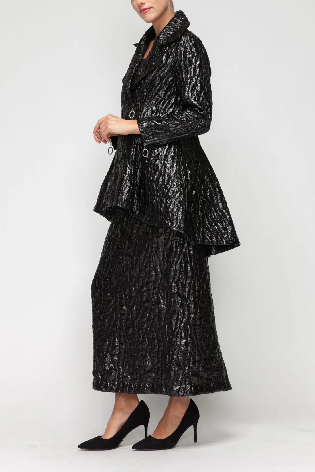 IC Collection Luxe Noir High Low Jacket-7127J