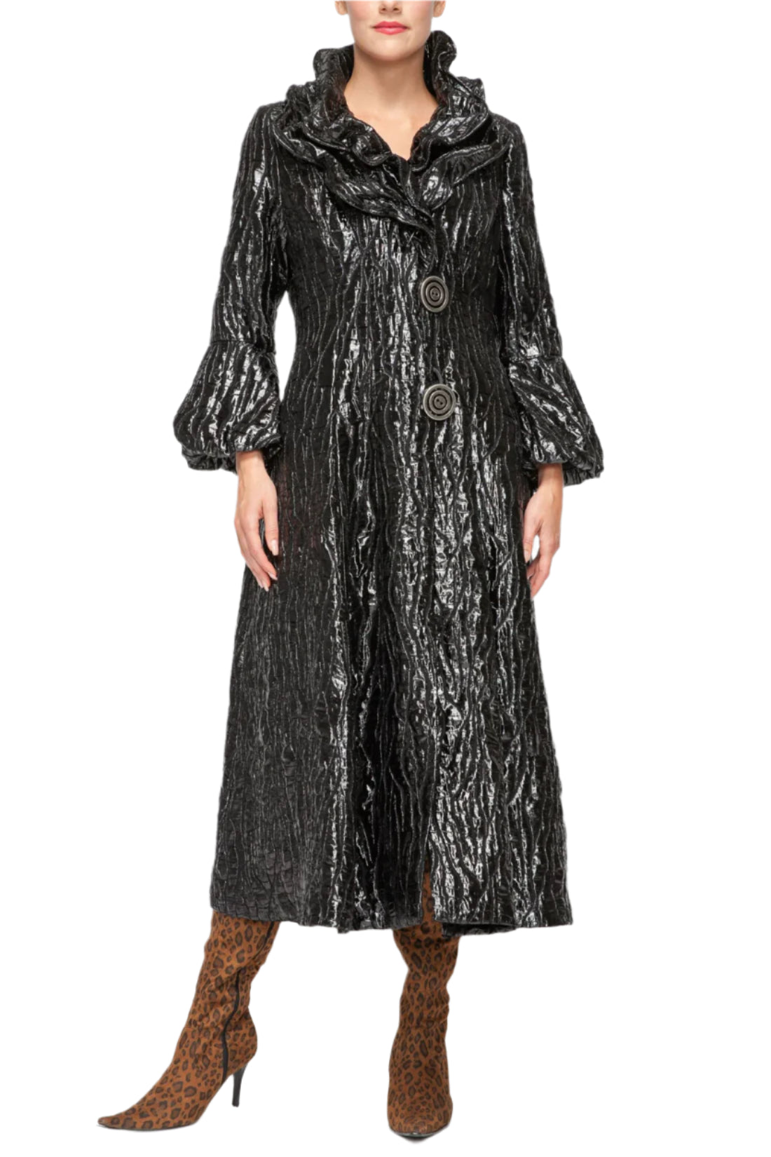 IC Collection Midnight Ripple Opera Coat-7128J