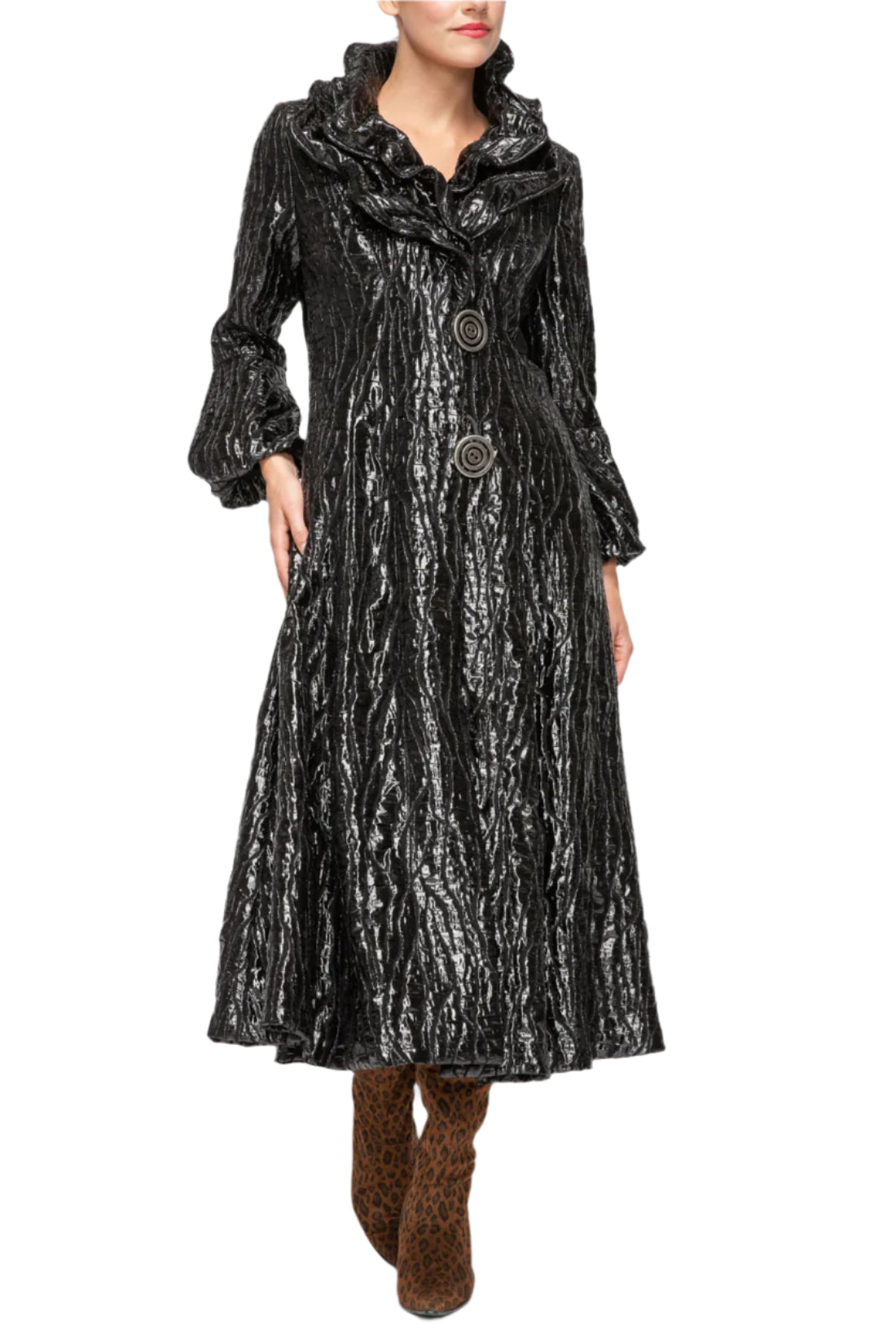 IC Collection Midnight Ripple Opera Coat-7128J
