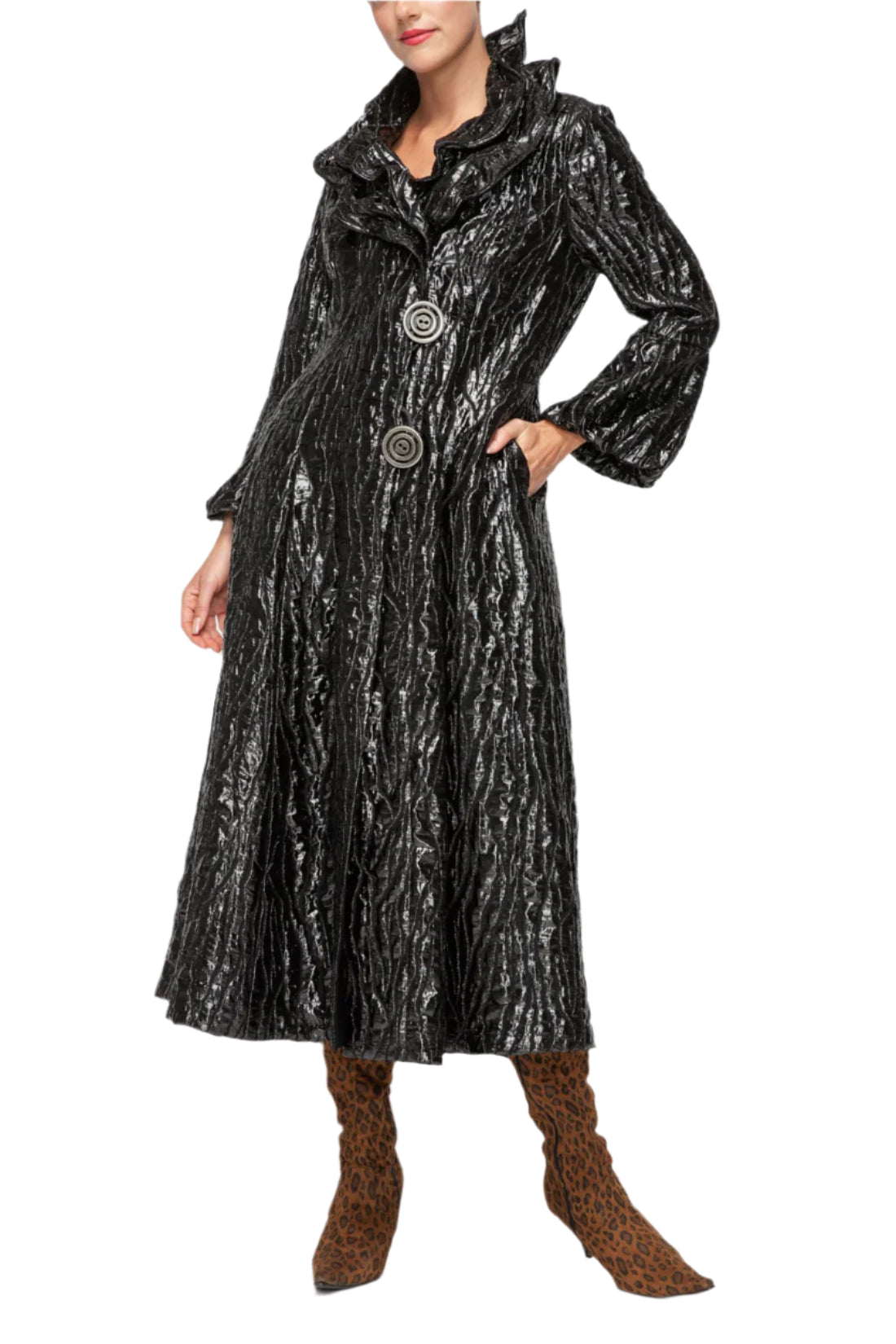 IC Collection Midnight Ripple Opera Coat-7128J