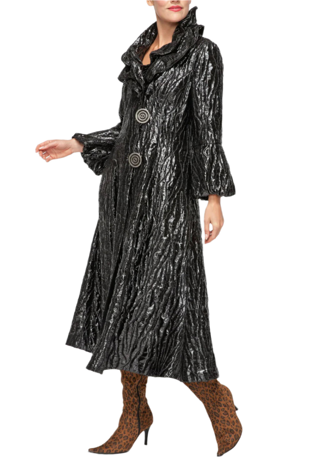 IC Collection Midnight Ripple Opera Coat-7128J