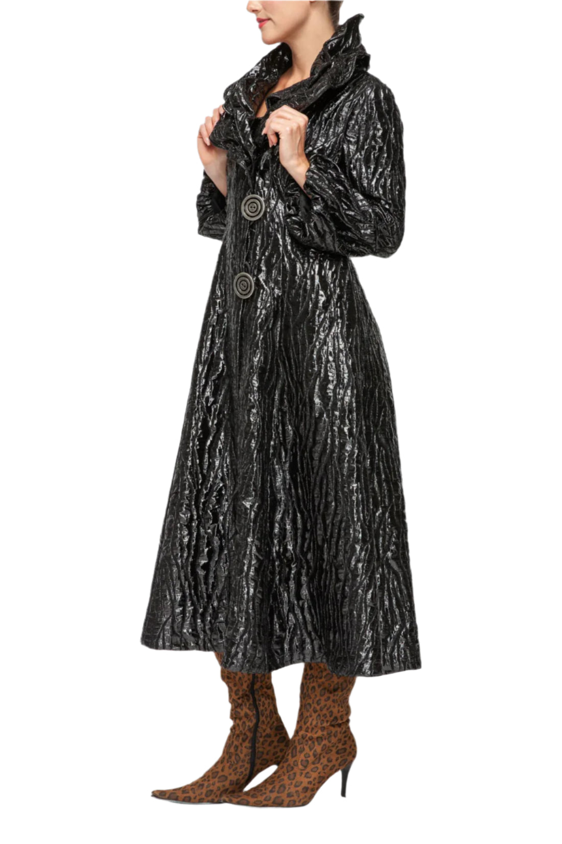 IC Collection Midnight Ripple Opera Coat-7128J