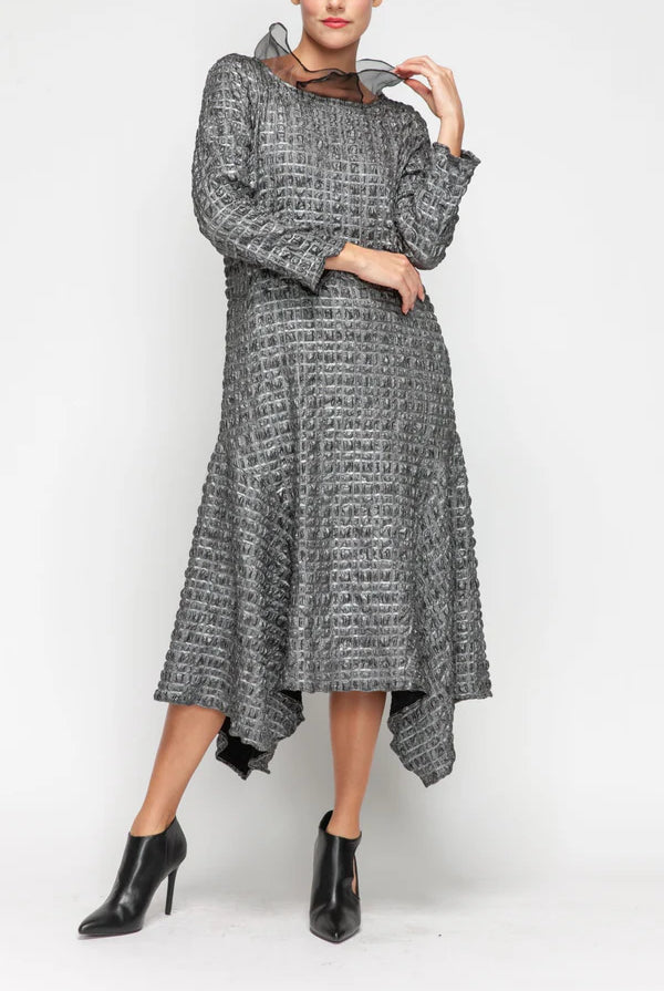 IC Collection Chiffon-Collar Asymmetrical Hem Dress | Unique Apparel USA