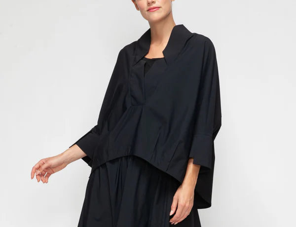 IC Collection Pleated V-Neck Boxy Top-7225V