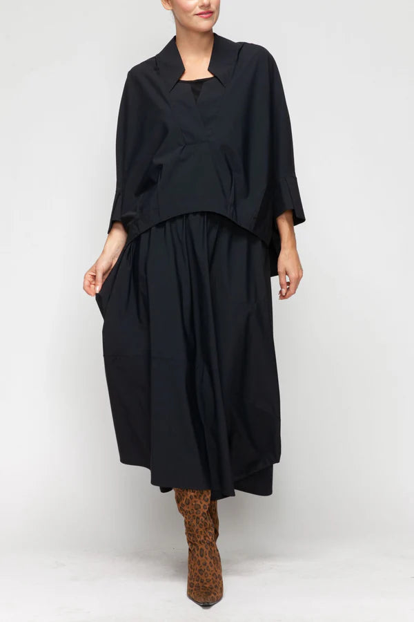 IC Collection Pleated V-Neck Boxy Top-7225V