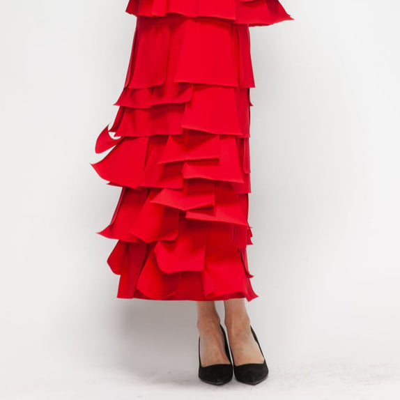 IC Collection "Luna" Layered Asymmetrical Patch Skirt-7234S