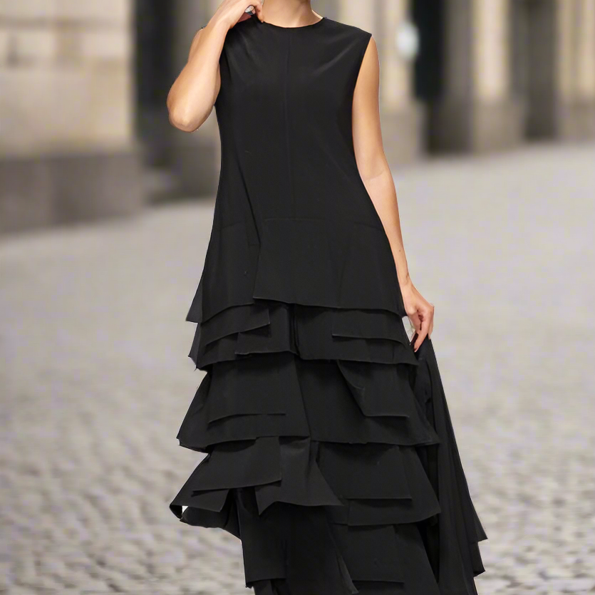 IC Collection-Ruffle Dress-7236D