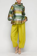 IC Collection Metallic Bubble Sleeve Tops-7245T