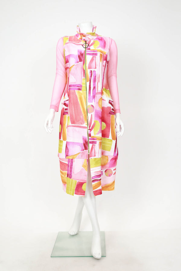 Zip Front Bubble Dress-7254D-PINK