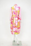 Zip Front Bubble Dress-7254D-PINK