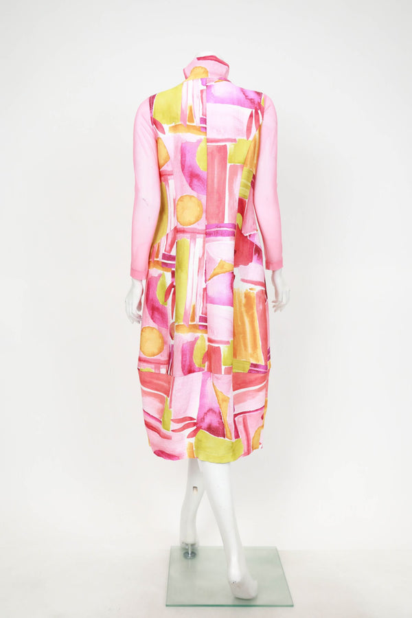 Zip Front Bubble Dress-7254D-PINK