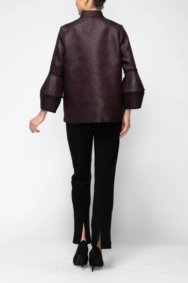 IC Collection Geometric Textured Zip Jacket-7366J