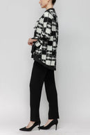 IC Collection Black & White Check Hi-Low Jacket-7369J