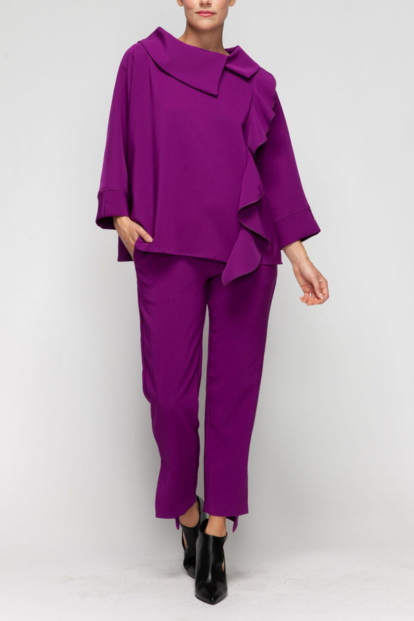 IC Collection Ruffle Trim Top-7417T