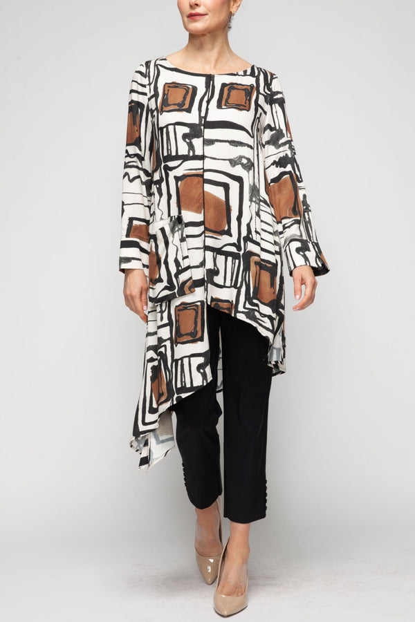 IC Collection Abstract Expressionst High/Low Tunic-7418T