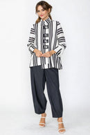 IC Collection Stripe Jacket with Button Closure-7866J
