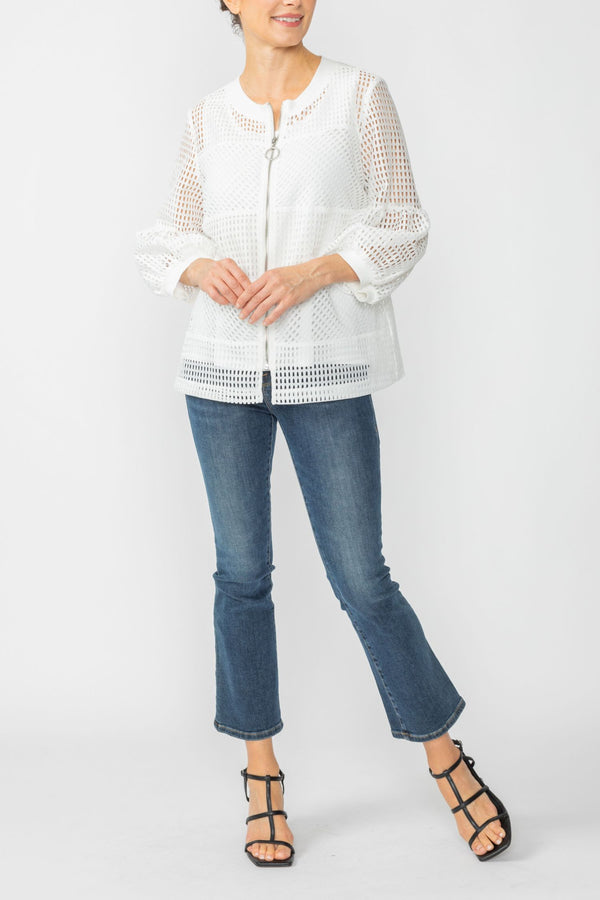 Rib Band Neck Short Jacket 7500J-WHITE