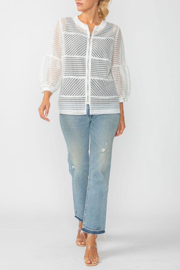 Rib Band Neck Short Jacket 7500J-WHITE