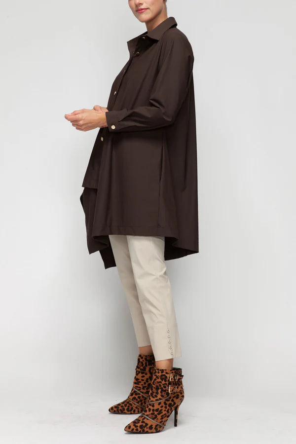 IC Collection Asymmetric Hem Shirt with Classic Collar-7513B