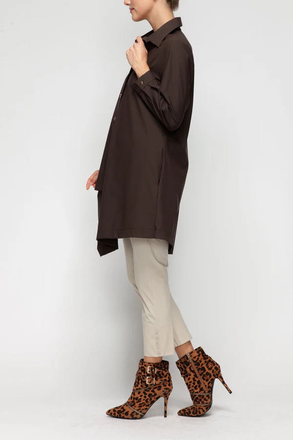 IC Collection Asymmetric Hem Shirt with Classic Collar-7513B