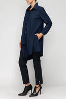 IC Collection Asymmetric Hem Shirt with Classic Collar-7513B