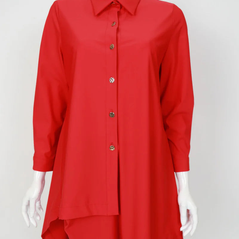 IC Collection Asymmetric Hem Shirt with Classic Collar-7513B-DUP2