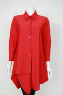 IC Collection Asymmetric Hem Shirt with Classic Collar-7513B