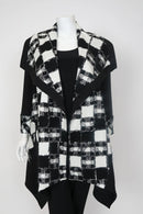 IC Collection Asymmetrical Black & White Check Jacket-7558J