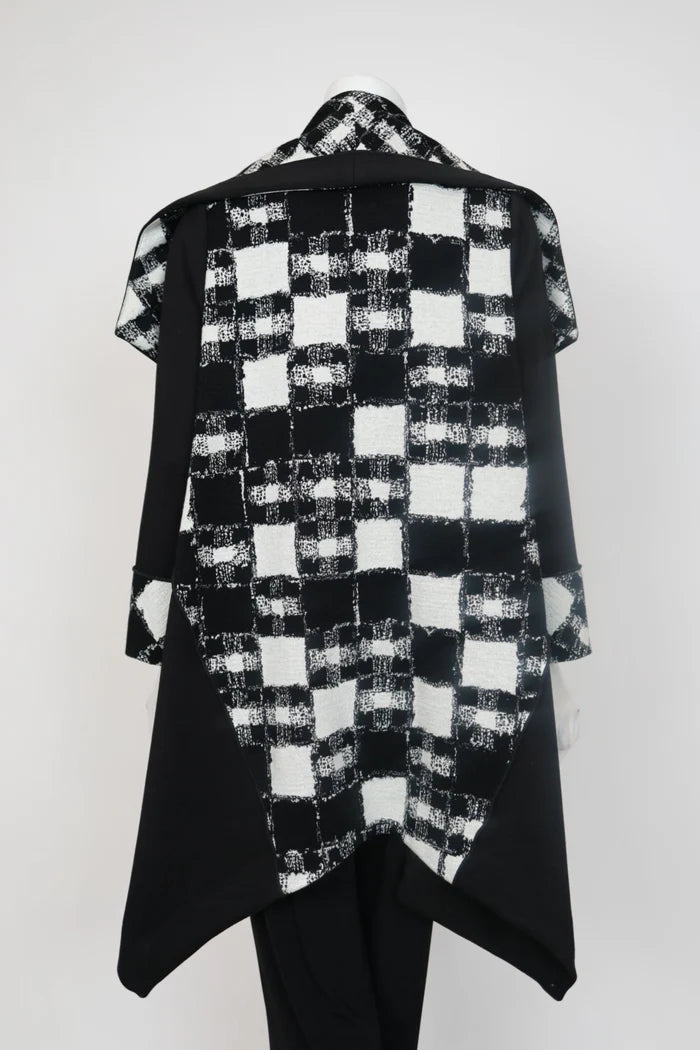 IC Collection Asymmetrical Black & White Check Jacket-7558J