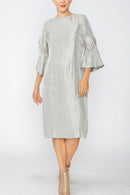 IC Collection Organza Sleeve Shimmer Shift Dress-7638D