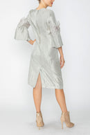 IC Collection Organza Sleeve Shimmer Shift Dress-7638D