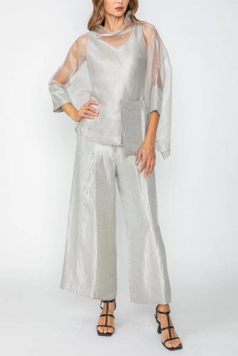 IC Collection Asymmetrical Overlap Stand Collar Top | Unique Apparel USA