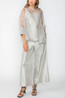 IC Collection Asymmetrical Overlap Stand Collar Top-7642T