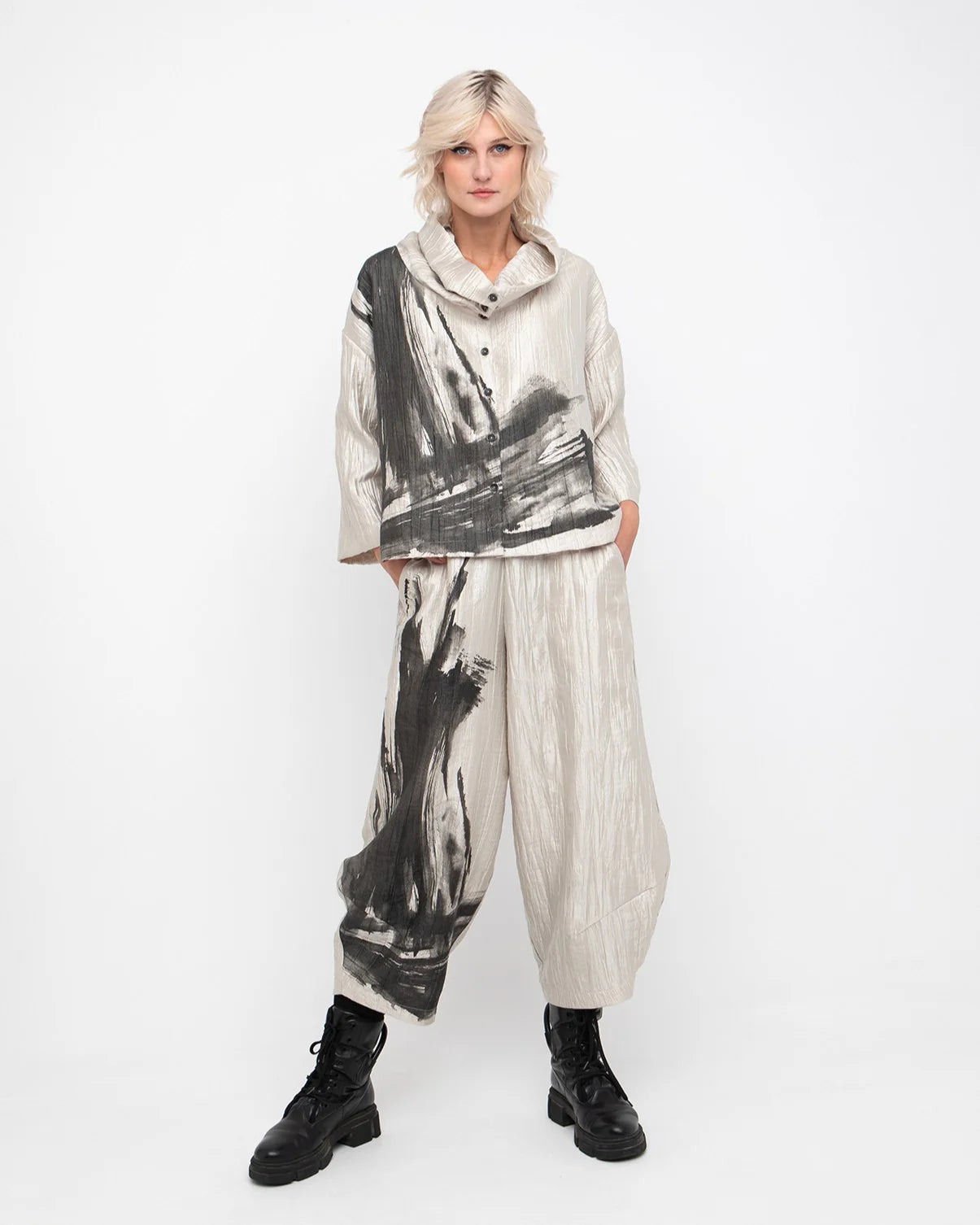 Ozai N Ku Boreas Shimmer Shirt, Ivory-766010T