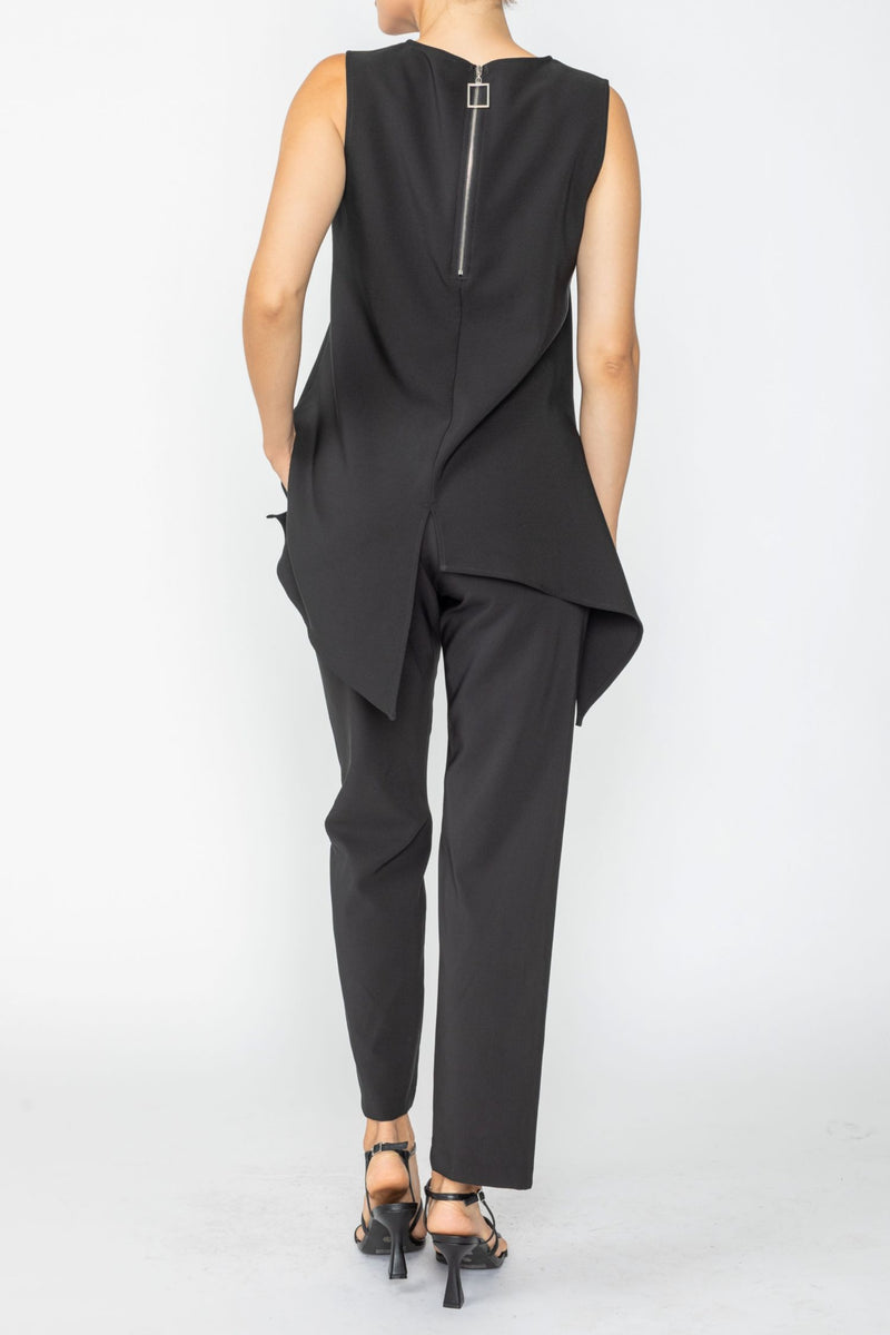 IC Collection Petal Detail Sleeveless Asymmetrical Top-7794T