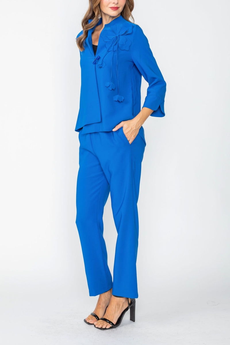 IC Collection Foral Accent Asymmetrical Jacket -7844J