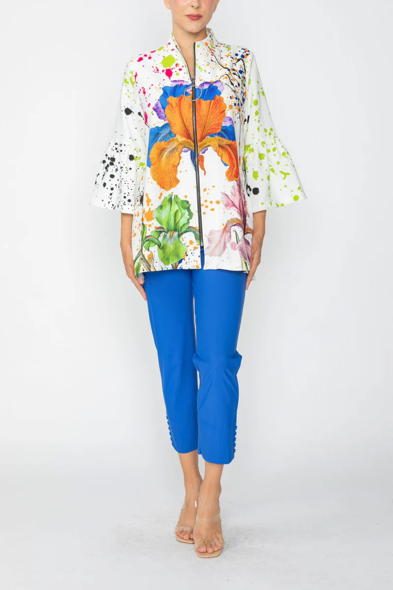 IC Collection Artistic Floral Zip-Front Jacket-7874J